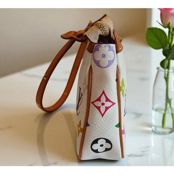 Authentic Louis Vuitton Pochette Multicolor Murakami Top Handle Bag MSRP: $2,700 - Picture 11 of 13